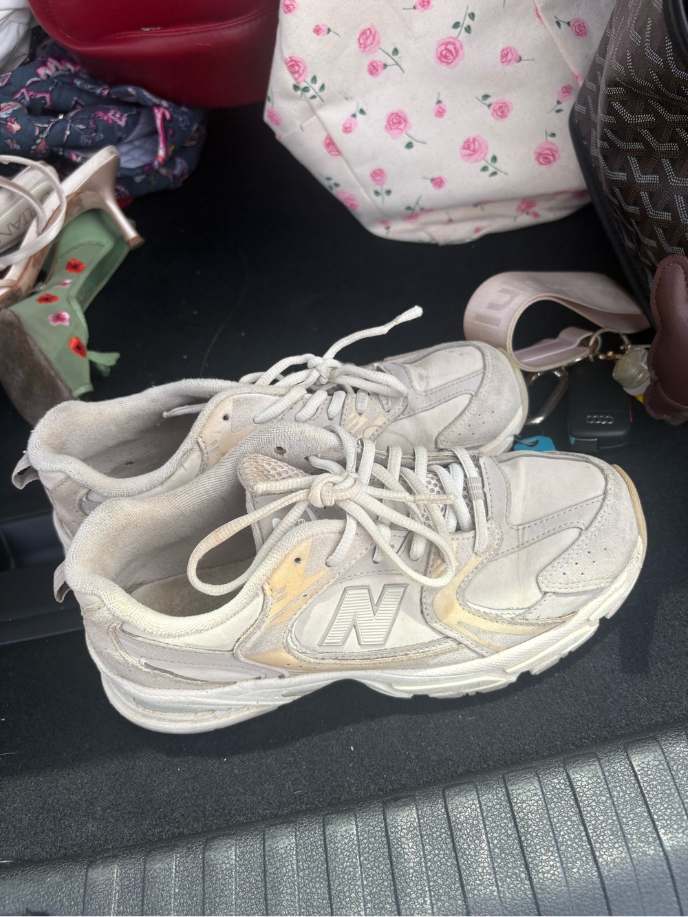 New Balance Light Beige Cream Athletic Sneakers